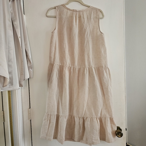 J McLaughlin Christa Linen Tassel Tiered Shift Dress Small Tan - Picture 7 of 12